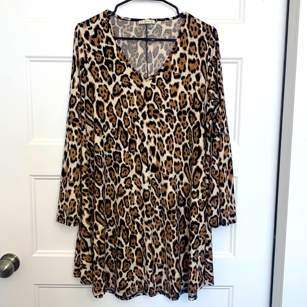 JODIFL Leopard Print Bell Sleeve Dress Size Small